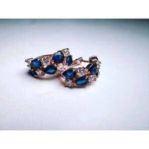 Boutique Clip Earrings Old Money Dark Academia Modern Gold Navy Gemstone Set